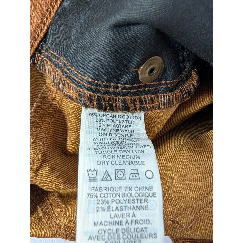 Prana Pants Women 10 Kayla High‎ Rise Jean Sepia Brown Active Organic Cotton New